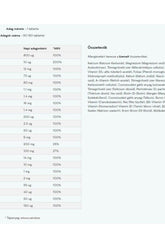 Nutrition facts for Myprotein A-Z Multivitamin showing daily amounts and essential vitamins in 90 tablet pack.